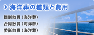 海洋葬の種類と費用 個別散骨（海洋葬） 合同散骨（海洋葬） 委託散骨（海洋葬） 